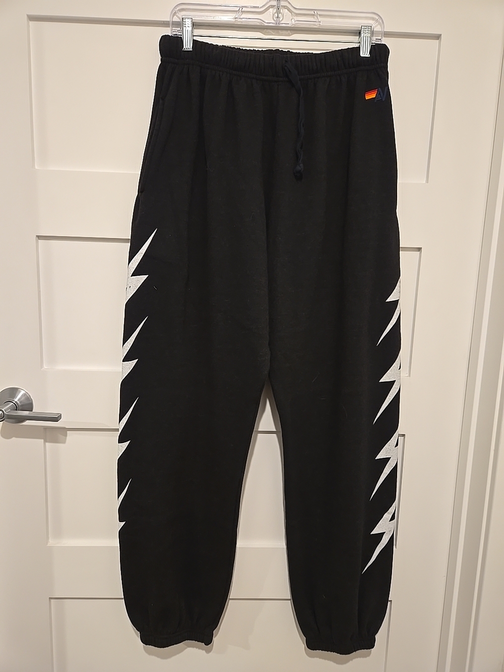 Aviator Nation Black Lightening Bolt Joggers Street Slouchy